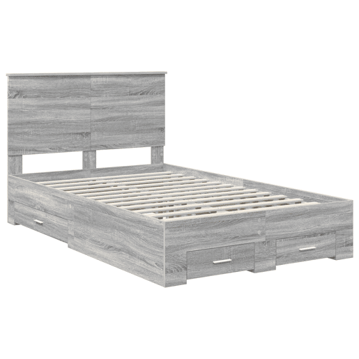 Estrutura De Cama De Casal Moderno - Cinza Sonoma 135 x 190 cm Madeira processada