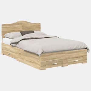 Estrutura da Cama de casal moderno com cabeceira Carvalho Sonoma 135 x 190 cm