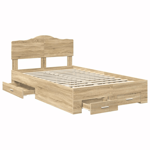 Estrutura da Cama de casal moderno com cabeceira Carvalho Sonoma 135 x 190 cm