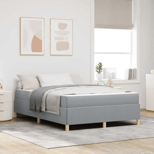 Estrutura De Cama De Casal Simple - Cinzento-claro 140 x 200 cm tecido