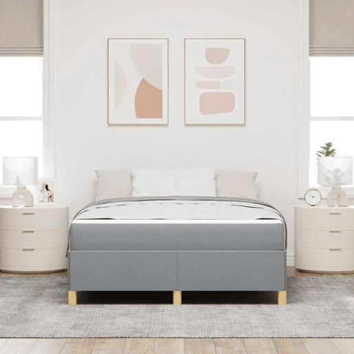 Estrutura De Cama De Casal Simple - Cinzento-claro 140 x 200 cm tecido