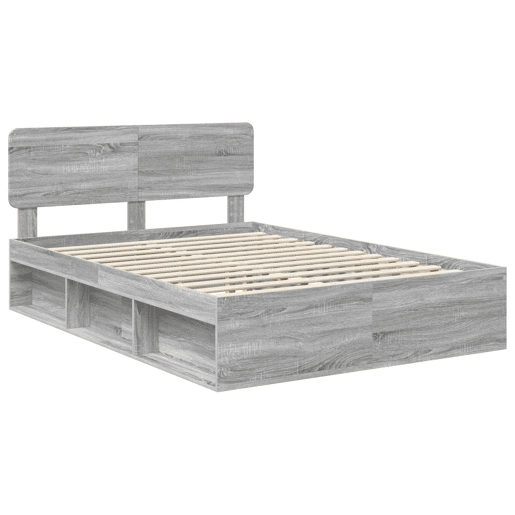 Estrutura da Cama de casal simple com cabeceira Cinza Sonoma 140 x 190 cm