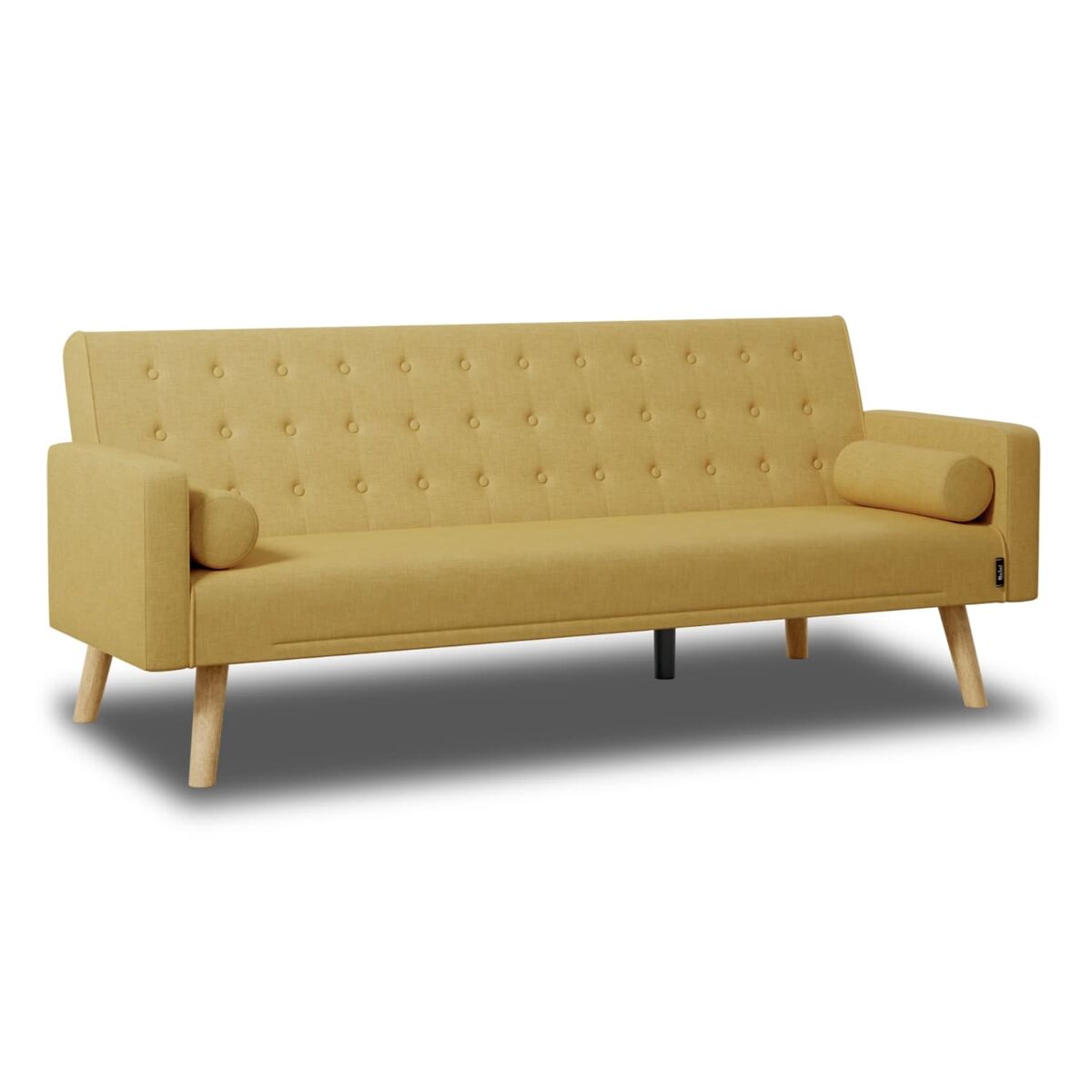 Sofá cama one dots nalui amarillo 3 plazas acolchado