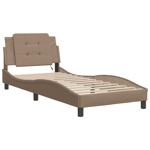 Estrutura de cama de solteiro para adultos com LED Zadar 90x200cm cappuccino