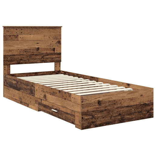 Estrutura de cama de solteiro para adultos Madeira antiga 90 x 200 cm Madeira processada