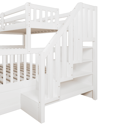 Beliche 90x200+140x200 - hidráulico com escada e arrumação - branco