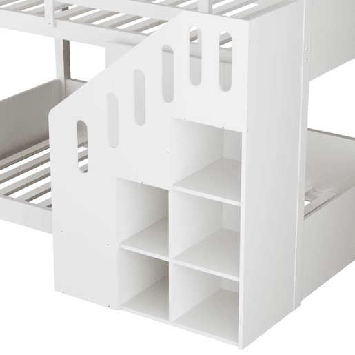 Beliche para crianças - 2x90x200 cm - com cacifo e gradeamento - Branco (sem colchão) Beliche para crianças - 2x90x200 cm - com cacifo e gradeamento - Branco (sem colchão)