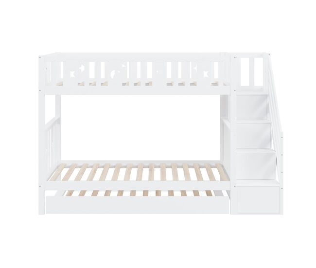 Cama litera infantil 90x200 cm - cama extraíble, escalera de seguridad, blanco