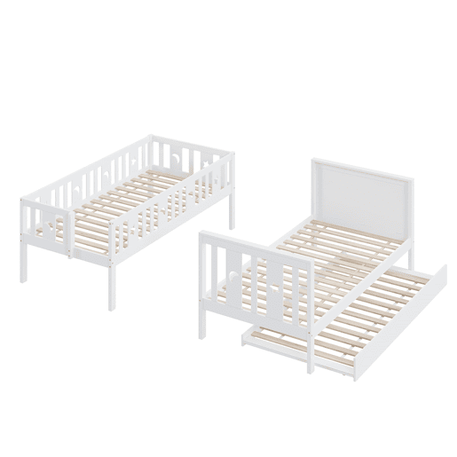 Cama beliche infantil 90x200 cm - Cama extraível, escada de segurança, branca Cama beliche infantil 90x200 cm - Cama extraível, escada de segurança, branca