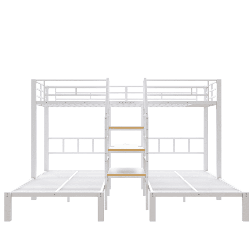 Beliche triplo 140x200+90x200 - LED, secretária, USB e tomada - Branco