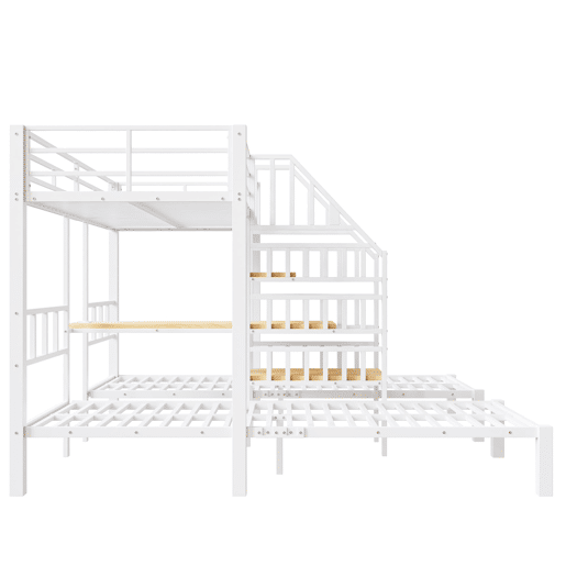 Beliche triplo 140x200+90x200 - LED, secretária, USB e tomada - Branco