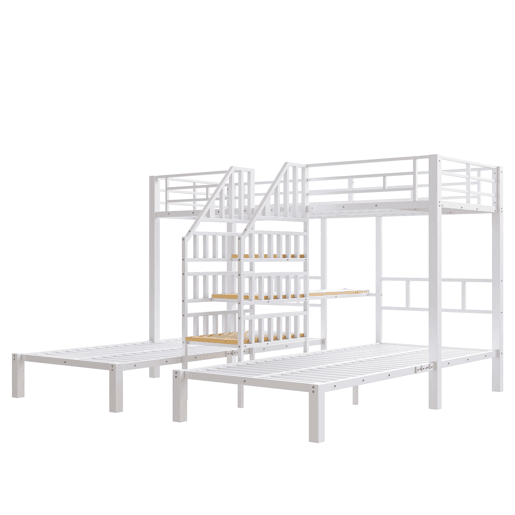Beliche triplo 140x200+90x200 - LED, secretária, USB e tomada - Branco