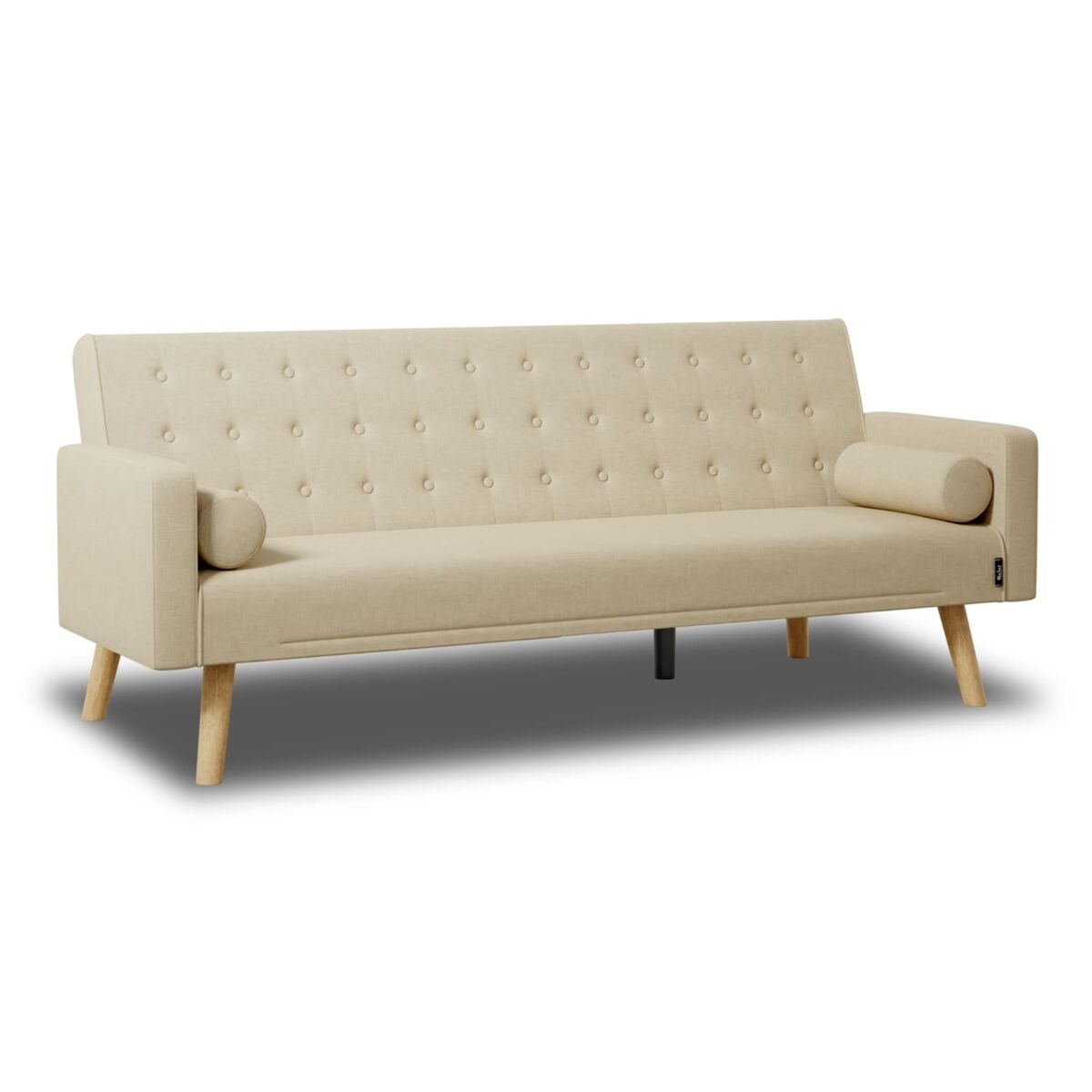 Sofá cama one dots nalui beige 3 plazas acolchado