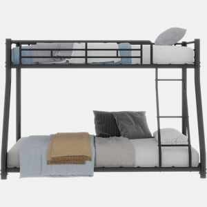 Beliche metálico Twin Over Full - estrutura reforçada com escada e corrimão - preto