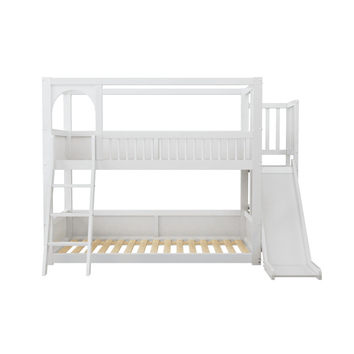 Cama beliche infantil 90x200 - multifuncional, com prateleiras e escorregador, sem colchão - branca
