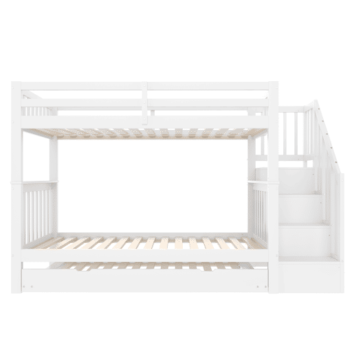 Litera 90x200 cm - com estante em escada, cama extraível, grades altas, certificação EN747-1 - branco