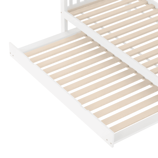 Litera 90x200 cm - com estante em escada, cama extraível, grades altas, certificação EN747-1 - branco