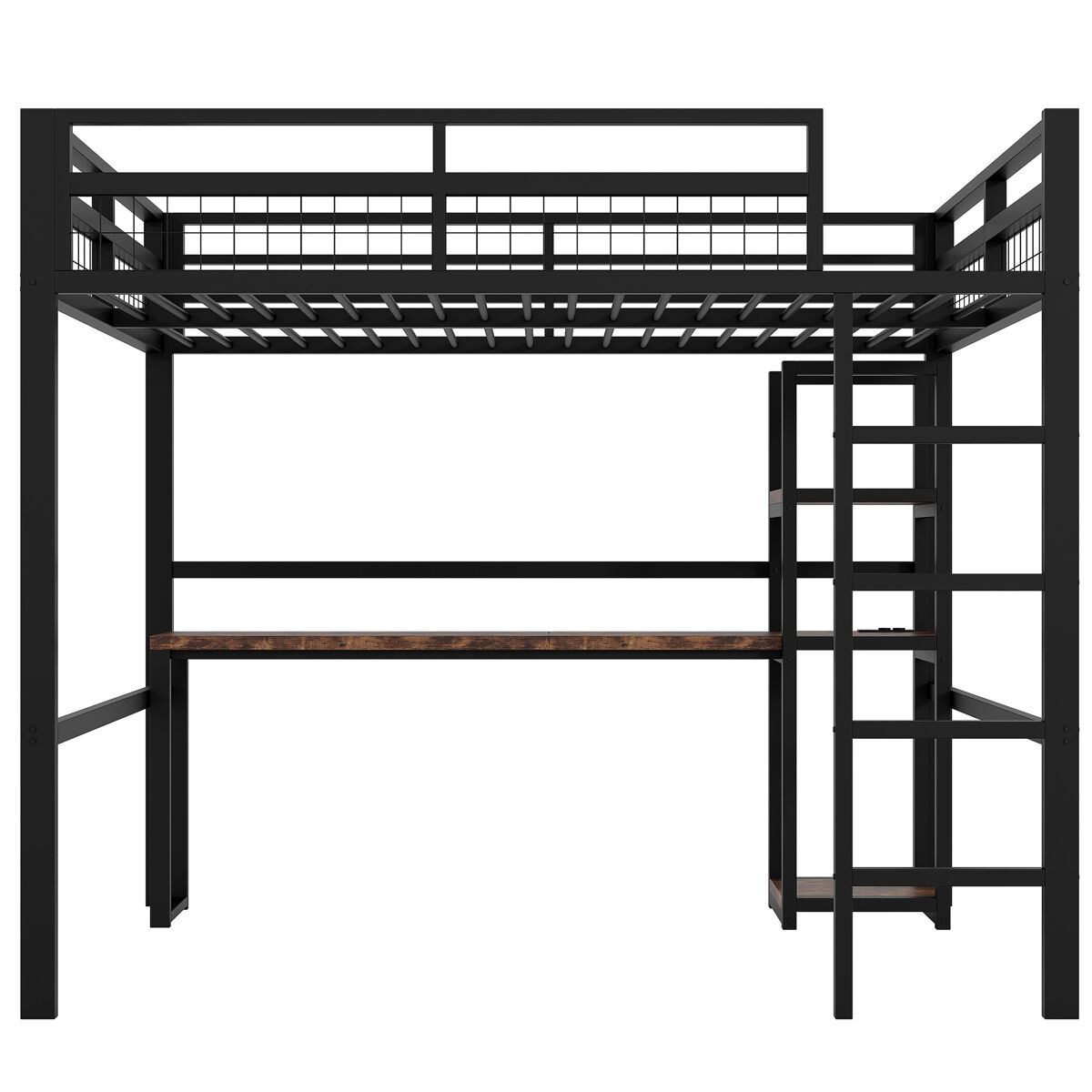 Cama alta para niños 144x204 Negro