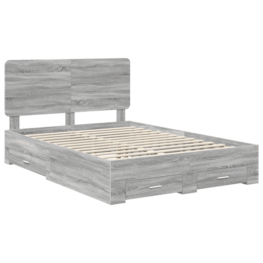 Estrutura De Cama De Casal Moderno - Cinza Sonoma 140 x 190 cm Madeira processada