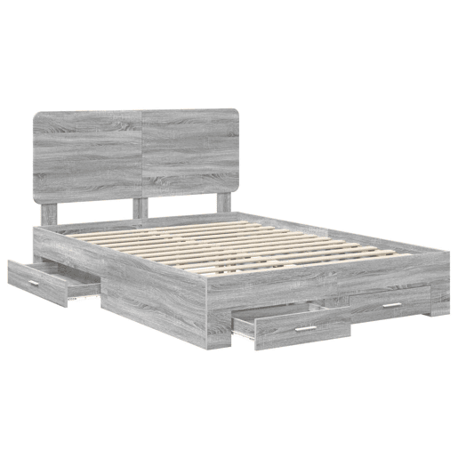 Estrutura De Cama De Casal Moderno - Cinza Sonoma 140 x 190 cm Madeira processada