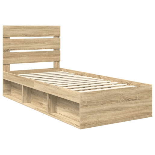 Estrutura de cama de solteiro moderno com cabeceira - Carvalho Sonoma 75 x 190 cm