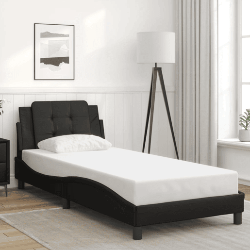 Estrutura de cama de solteiro para adultos com LED Zadar 90x200 cm preto