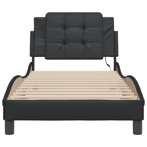 Estrutura de cama de solteiro para adultos com LED Zadar 90x200 cm preto