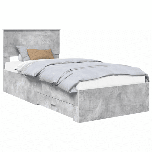 Estrutura de cama de solteiro para adultos Cinzento 90 x 200 cm Madeira processada