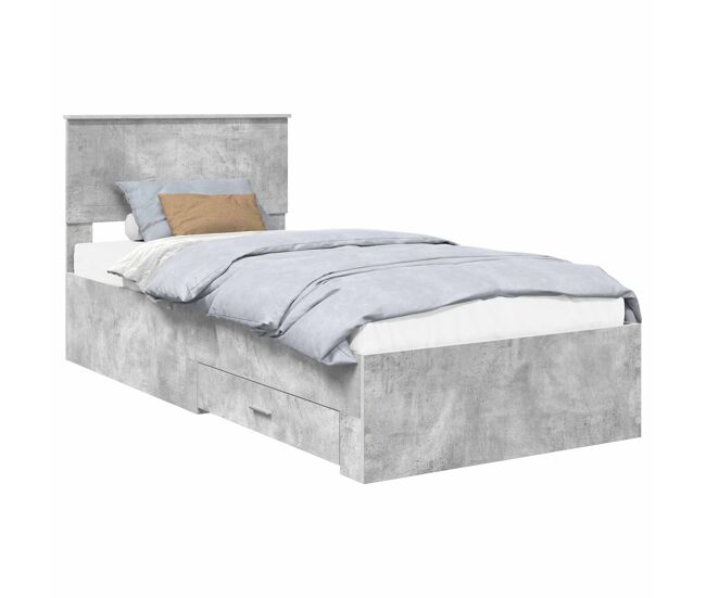 Estructura de cama individual para adultos con cabecera - gris concreto 90 x 200 cm