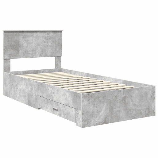 Estrutura de cama de solteiro para adultos Cinzento 90 x 200 cm Madeira processada
