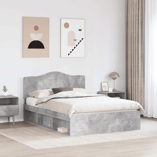 Estrutura de Cama de casal para adultos com cabeceira Concreto 140 x 200 cm