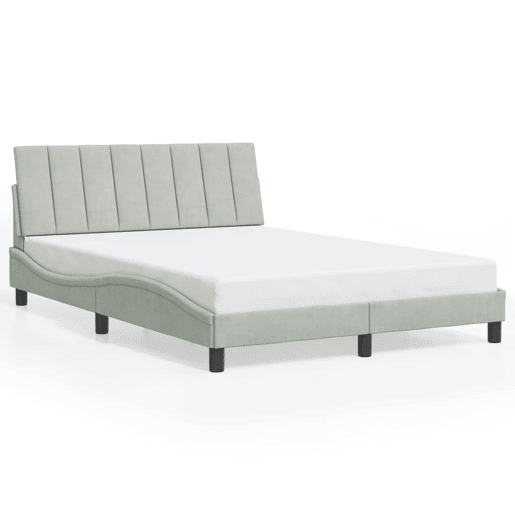 Estrutura de cama de casal moderno com LED - 140x190 cm veludo cinzento-claro