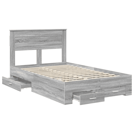 Estrutura De Cama De Casal Moderno - Cinza Sonoma 135 x 190 cm Madeira processada