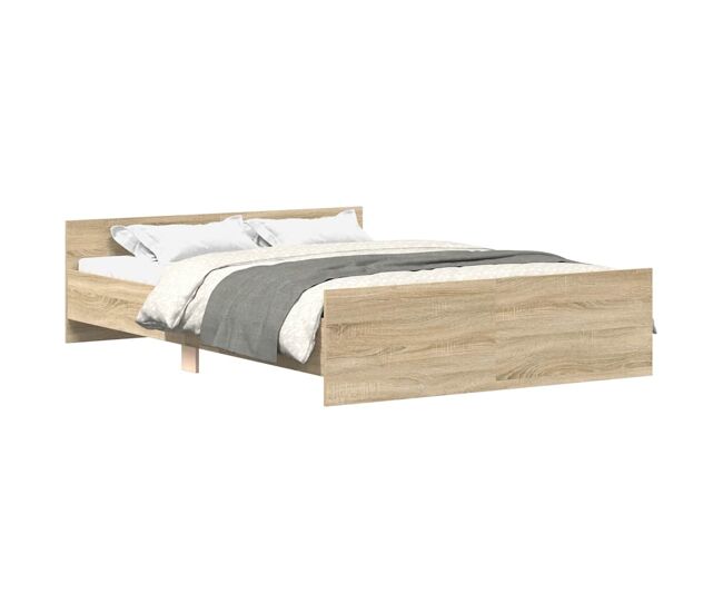 Estructura de cama matrimonial estilo con cabecero piecero roble sonoma 140x190 cm