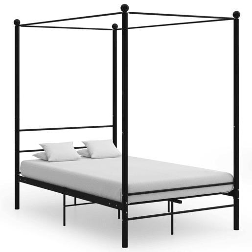 Estrutura de Cama de casal simple com dossel 140x200 cm metal preto