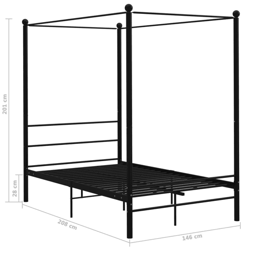 Estrutura de Cama de casal simple com dossel 140x200 cm metal preto
