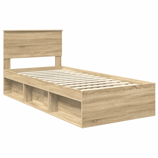 Estrutura de cama de solteiro moderno com cabeceira - Carvalho Sonoma 75 x 190 cm