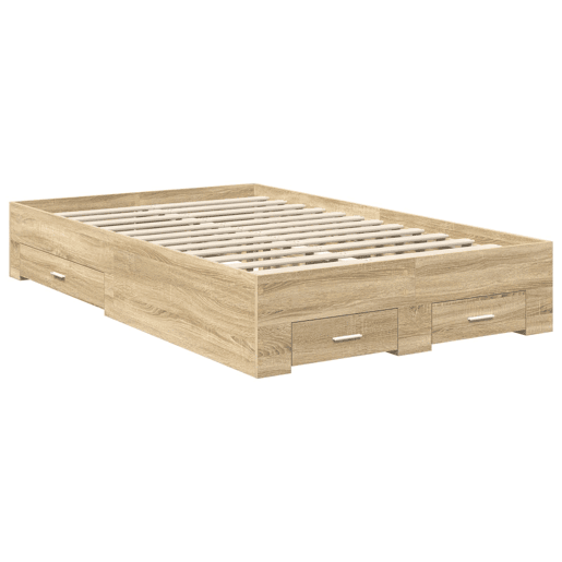 Estrutura da Cama de casal moderno com cabeceira Carvalho Sonoma 135 x 190 cm