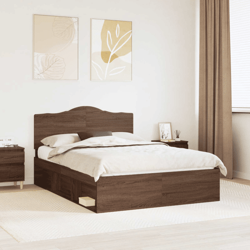Estrutura da Cama de casal moderno com cabeceira Carvalho Marrom 140 x 200 cm
