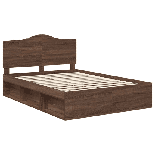 Estrutura da Cama de casal moderno com cabeceira Carvalho Marrom 140 x 200 cm