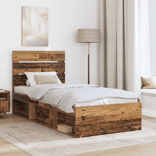 Estrutura de cama de solteiro para adultos com cabeceira Madeira antiga 75 x 190 cm
