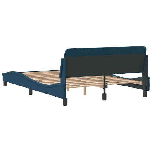 Estrutura de Cama de casal moderno com cabeceira Dover 140x200 cm veludo azul