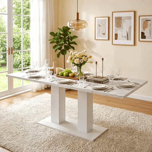 Mesa de jantar extensível 140180 x 70 cm - para 6 a 8 pessoas, retangular, tampo espesso, estilo moderno, multifuncional para cozinha e sala de estar - branca