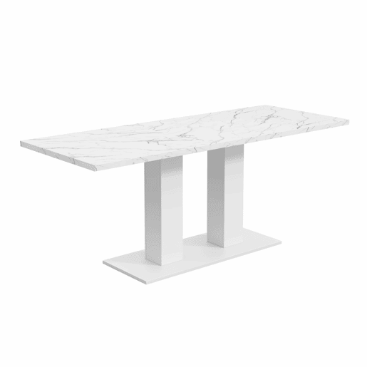 Mesa de jantar extensível 140180 x 70 cm - para 6 a 8 pessoas, retangular, tampo espesso, estilo moderno, multifuncional para cozinha e sala de estar - branca