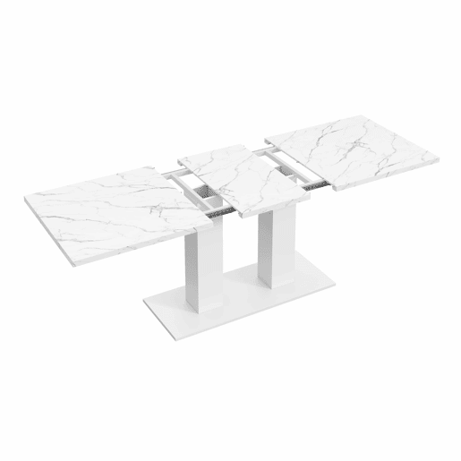 Mesa de jantar extensível 140180 x 70 cm - para 6 a 8 pessoas, retangular, tampo espesso, estilo moderno, multifuncional para cozinha e sala de estar - branca