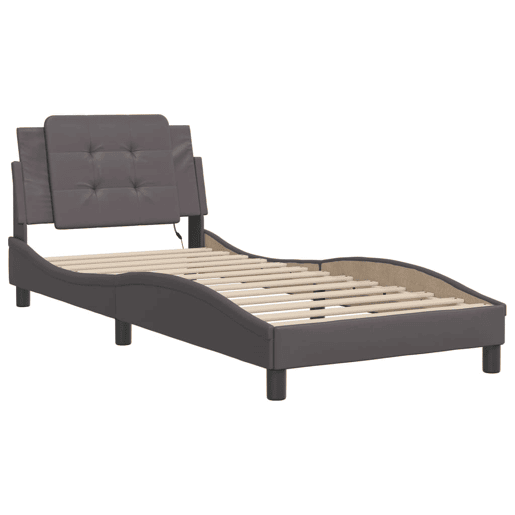 Estrutura de cama de solteiro para adultos com LED Zadar 90x200cm cinza