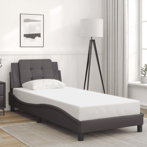 Estrutura de cama de solteiro para adultos com LED Zadar 90x200cm cinza