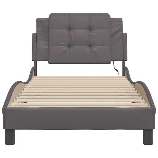 Estrutura de cama de solteiro para adultos com LED Zadar 90x200cm cinza