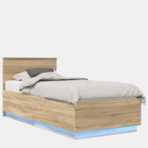 Estrutura de cama de solteiro moderno com cabeceira - Carvalho Sonoma 70 x 190 cm