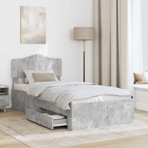 Estrutura de cama de solteiro para adultos Cinzento 70 x 190 cm Madeira processada